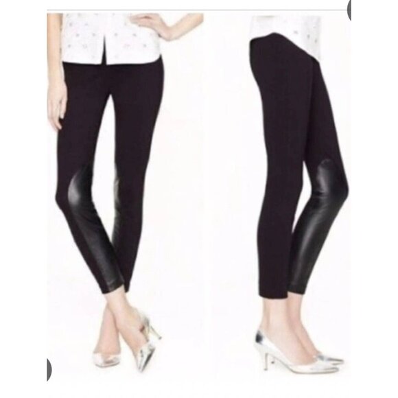 J Crew Gigi Pants faux Leather Trim Black Womens Size 12 Stretch equestrian - Picture 16 of 16